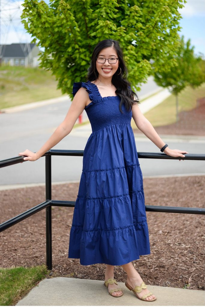 Royal Blue Tiered Midi Dress with Gold Sandals Royal Blue Tiered Midi Dress with Gold Sandals — Nap Dresses