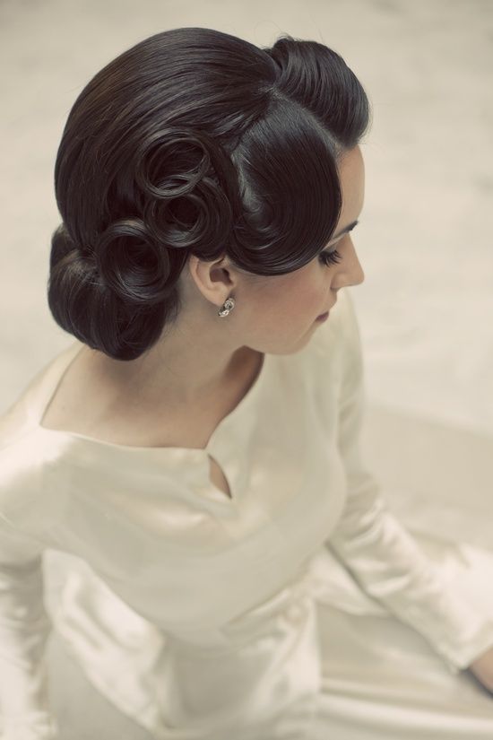 Structured Rolled Curls Updo — Vintage Wedding Hairstyles