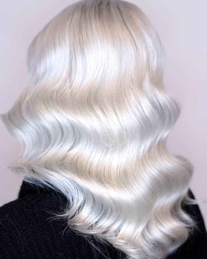Glossy White Blonde Waves Glossy White Blonde Waves — White Hair