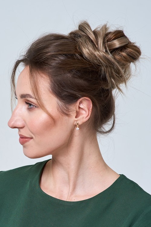 Dark Brown Wavy Messy Bun Dark Brown Wavy Messy Bun — Messy Updo