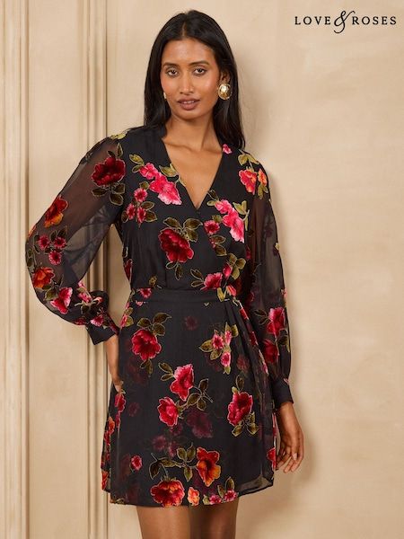Pink Floral Chiffon Midi Dress with Bow Shoulder Straps — Floral Dresses