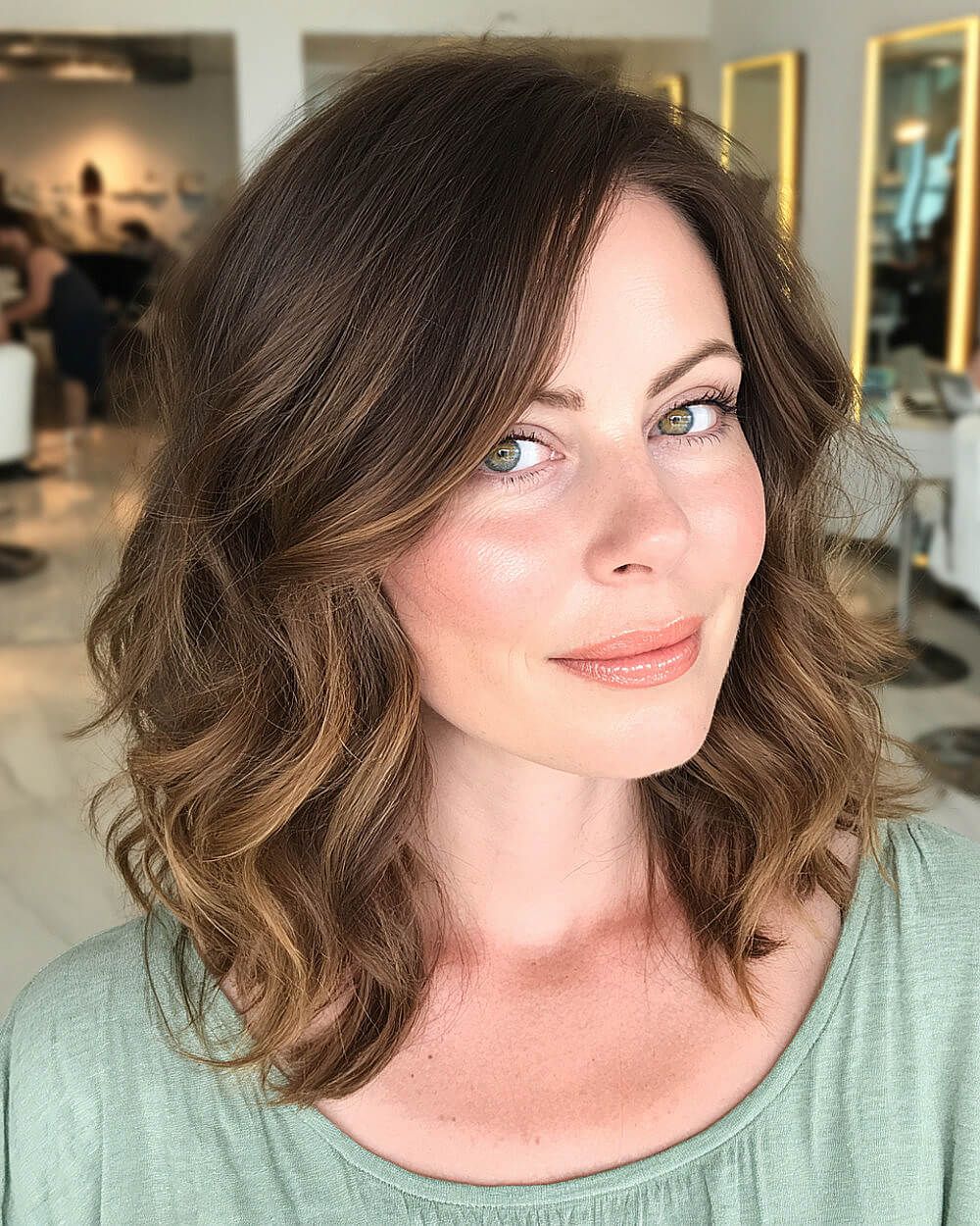 Medium Brown With Caramel Balayage Medium Brown With Caramel Balayage — Hair Color for Women Over 40