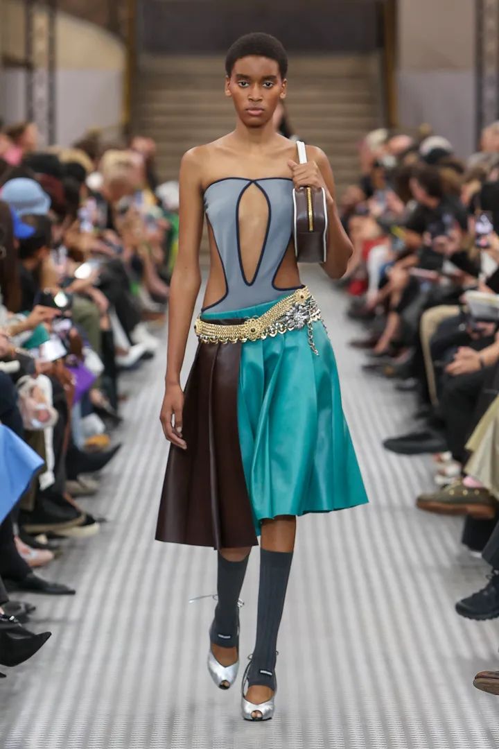 Miu Miu Cutout Bodysuit and Satin Midi Skirt — Miu Miu Outfits