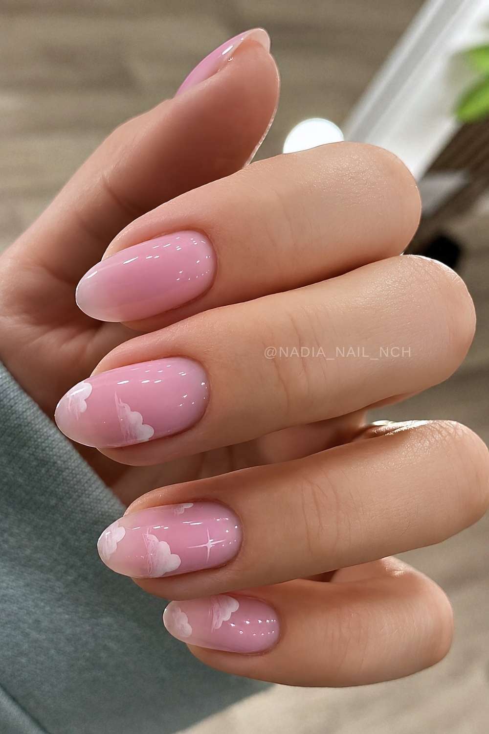 Sheer Pink Cloud Tip Oval Nails Sheer Pink Cloud Tip Oval Nails — Cloud Nails