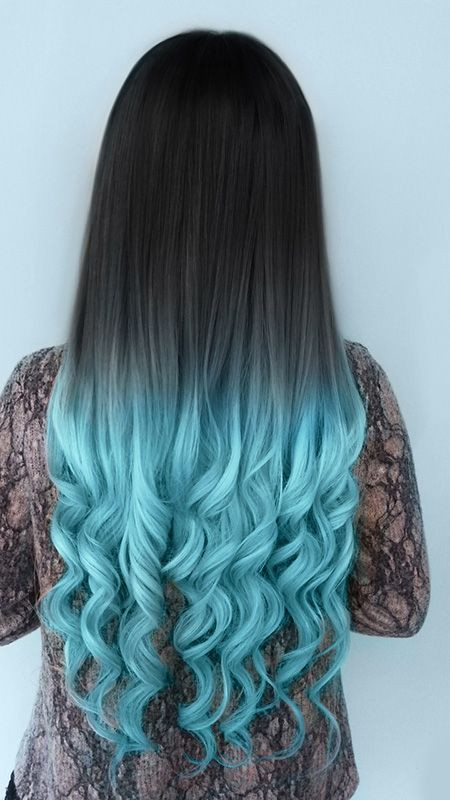 Thick Wavy Ombre With Turquoise — Turquoise Hair
