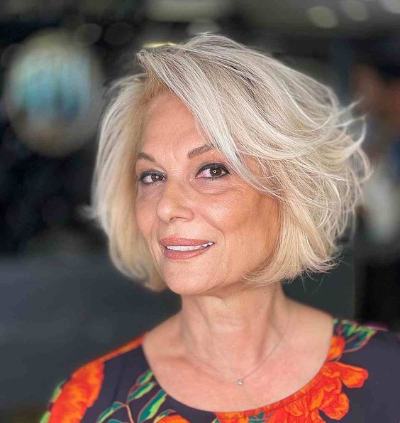 Textured Bob with Short Bangs Textured Bob with Short Bangs — Haircuts for Women Over 60