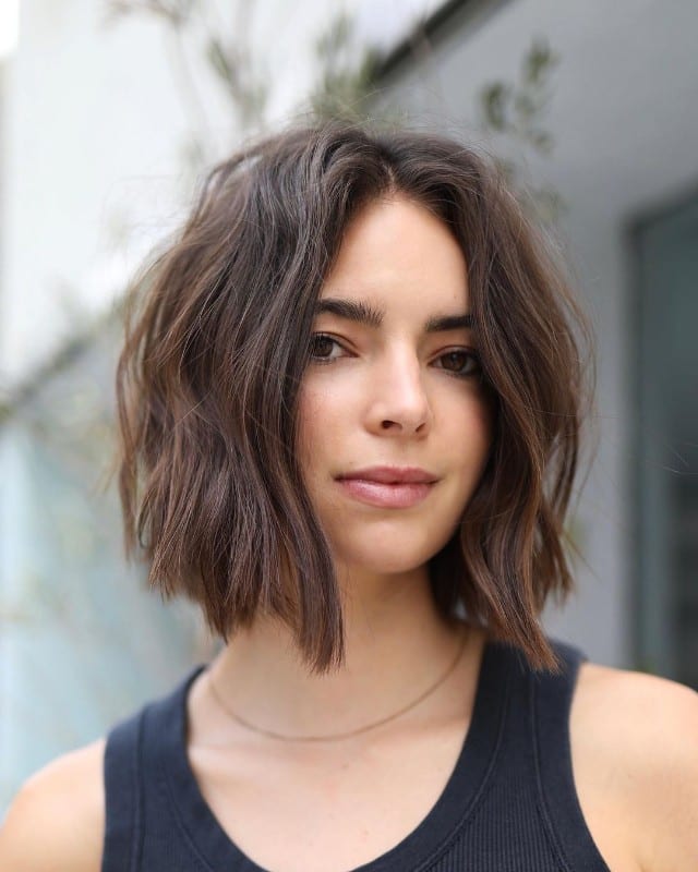 Medium Brown Bob With Textured Layers Medium Brown Bob With Textured Layers — Short Layered Hair