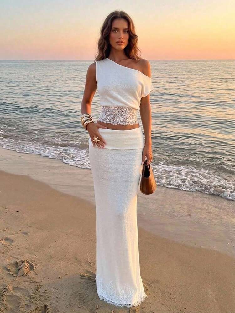 Soleia Back To School Tropical Elegant Jamaican Vacation Beach Wedding Guest Outfit Graduation Women's Clothing St. Patrick's Day Summer Off-White | SHEIN UK