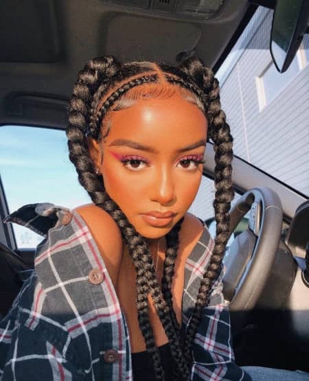 Bold Double Braided Pigtails Bold Double Braided Pigtails — Pop Smoke Braids