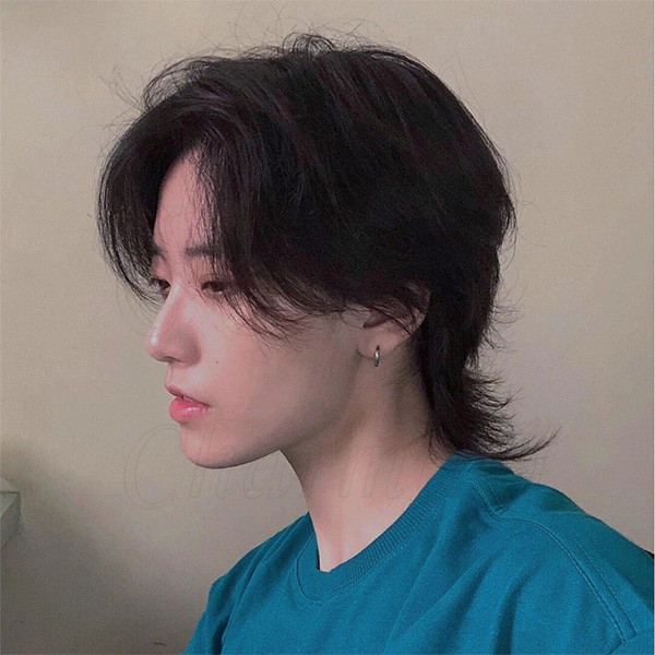 Collarbone Black Wispy Bangs Collarbone Black Wispy Bangs — Wolf Cut Men