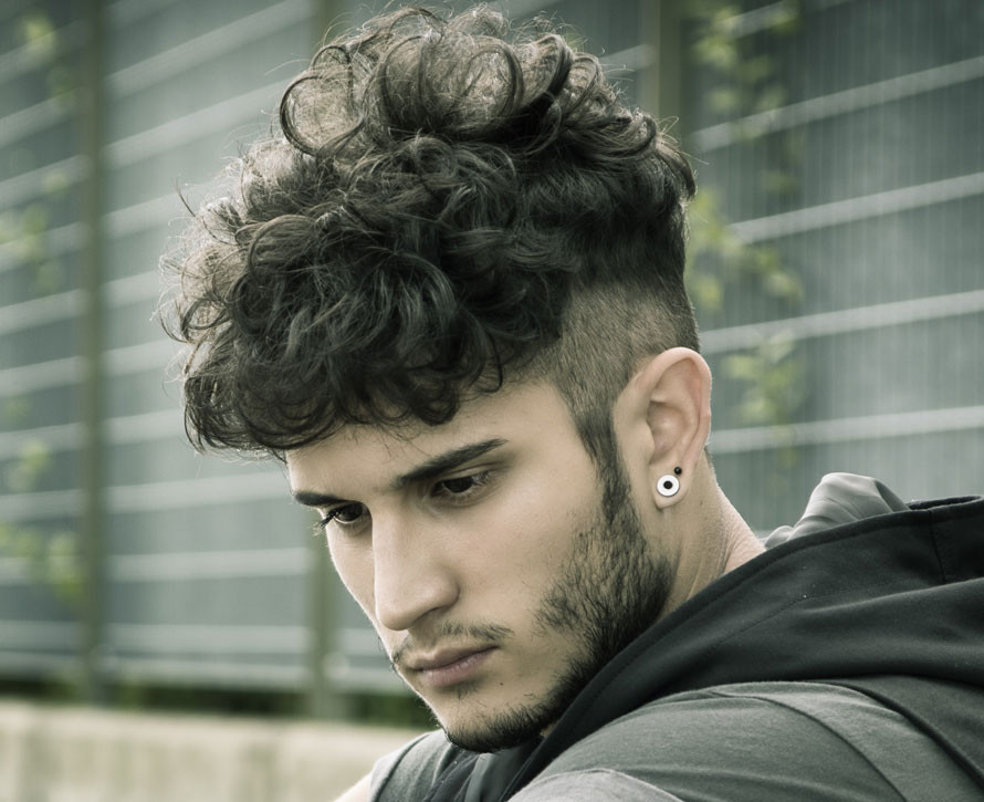 Dark Brown Curly Hair Styled Up — Fluffy Hair Men