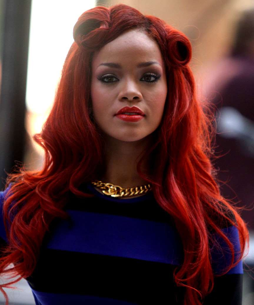 Bright Red With Vintage Victory Rolls — Bright Red Hair