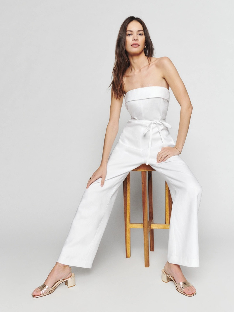 Strapless White Jumpsuit for a Chic Party Statement — All White Party Outfits