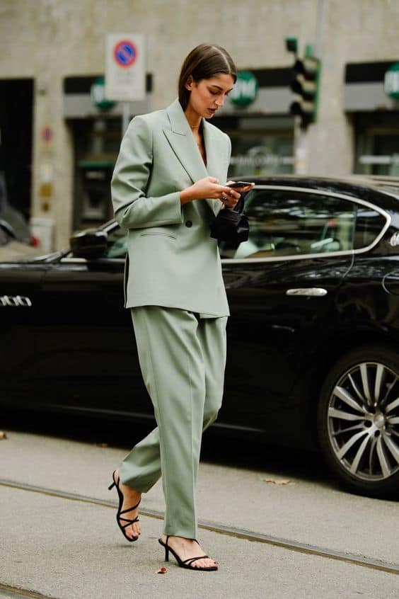 Chic Sage Green Oversized Suit for a Modern Look — Green Outfits