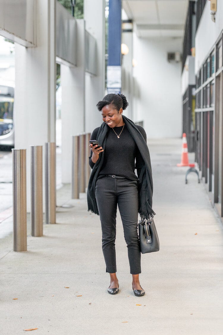 Classic Black Workwear Look — Monochrome Outfits