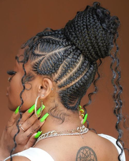 High Braided Updo with Face-Framing Tendrils High Braided Updo with Face-Framing Tendrils — Braided Updos for Black Hair