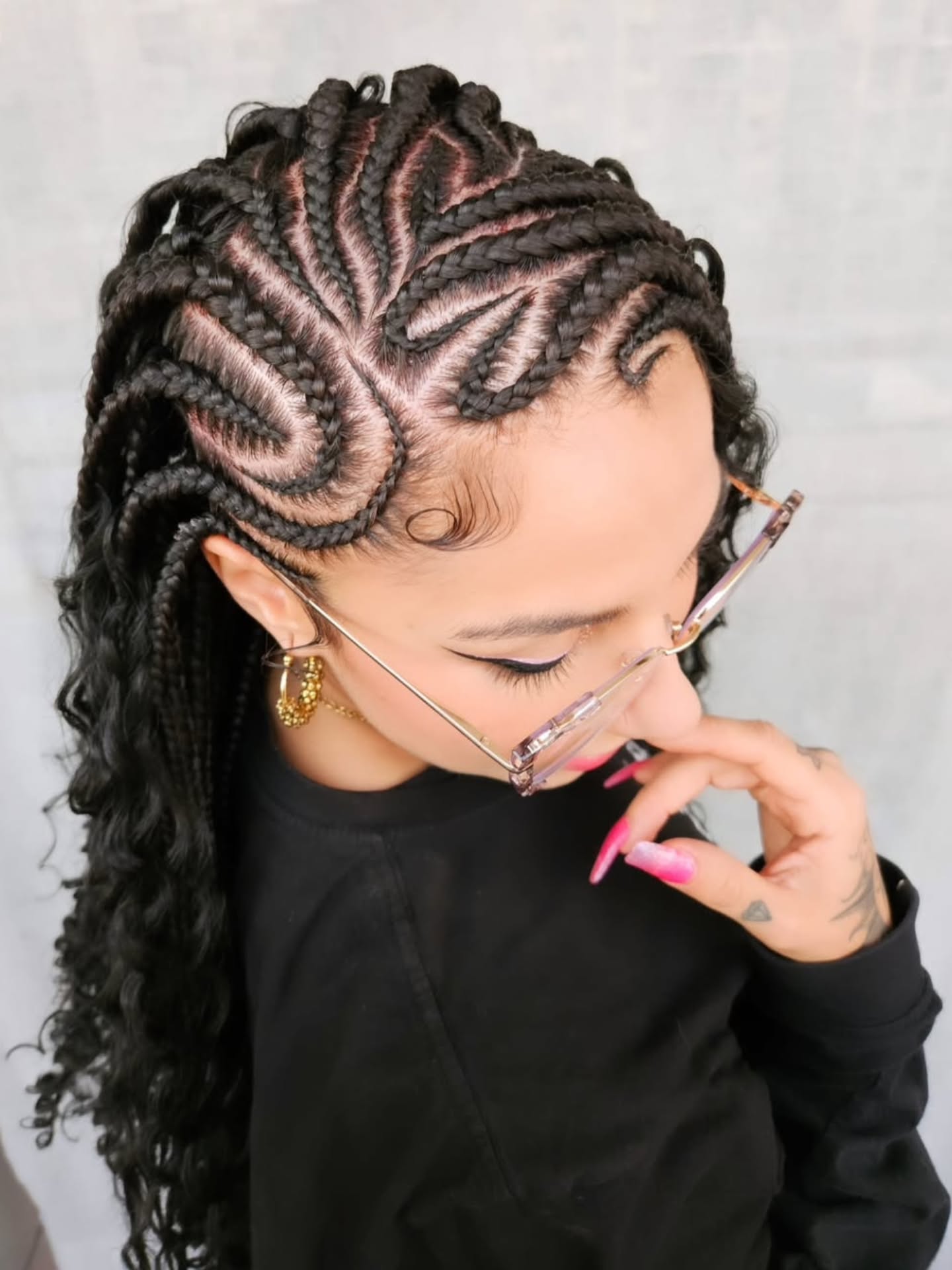 Shoulder Braids with Geometric Scalp Shoulder Braids with Geometric Scalp — Tribal Braids