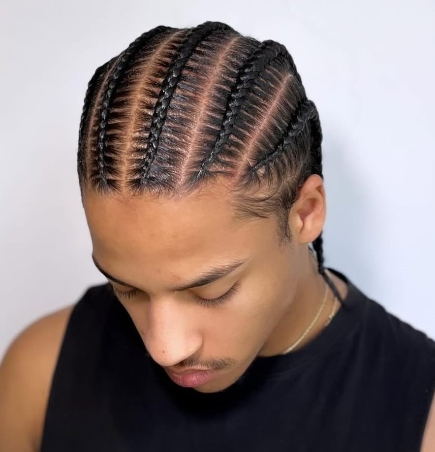 Classic Parallel Lines With Faded Temples — Cornrows for Men