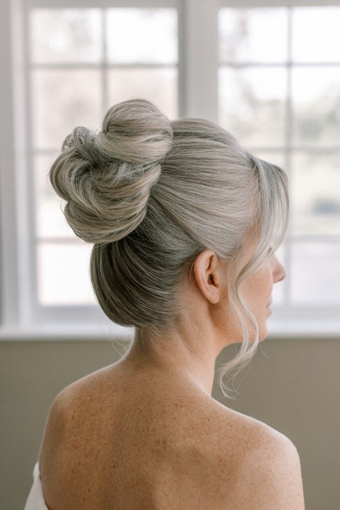 Chic Double Bun with Curtain Bangs — High Bun