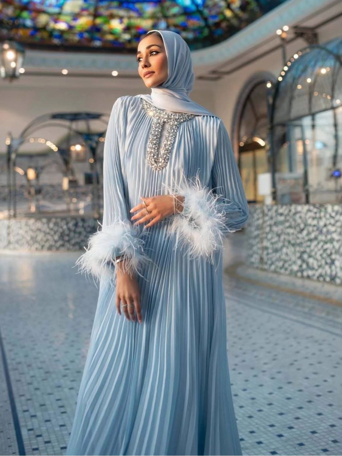 Elegant Evening: Embellished Pleated Gown Elegant Evening: Embellished Pleated Gown — Dubai Outfits