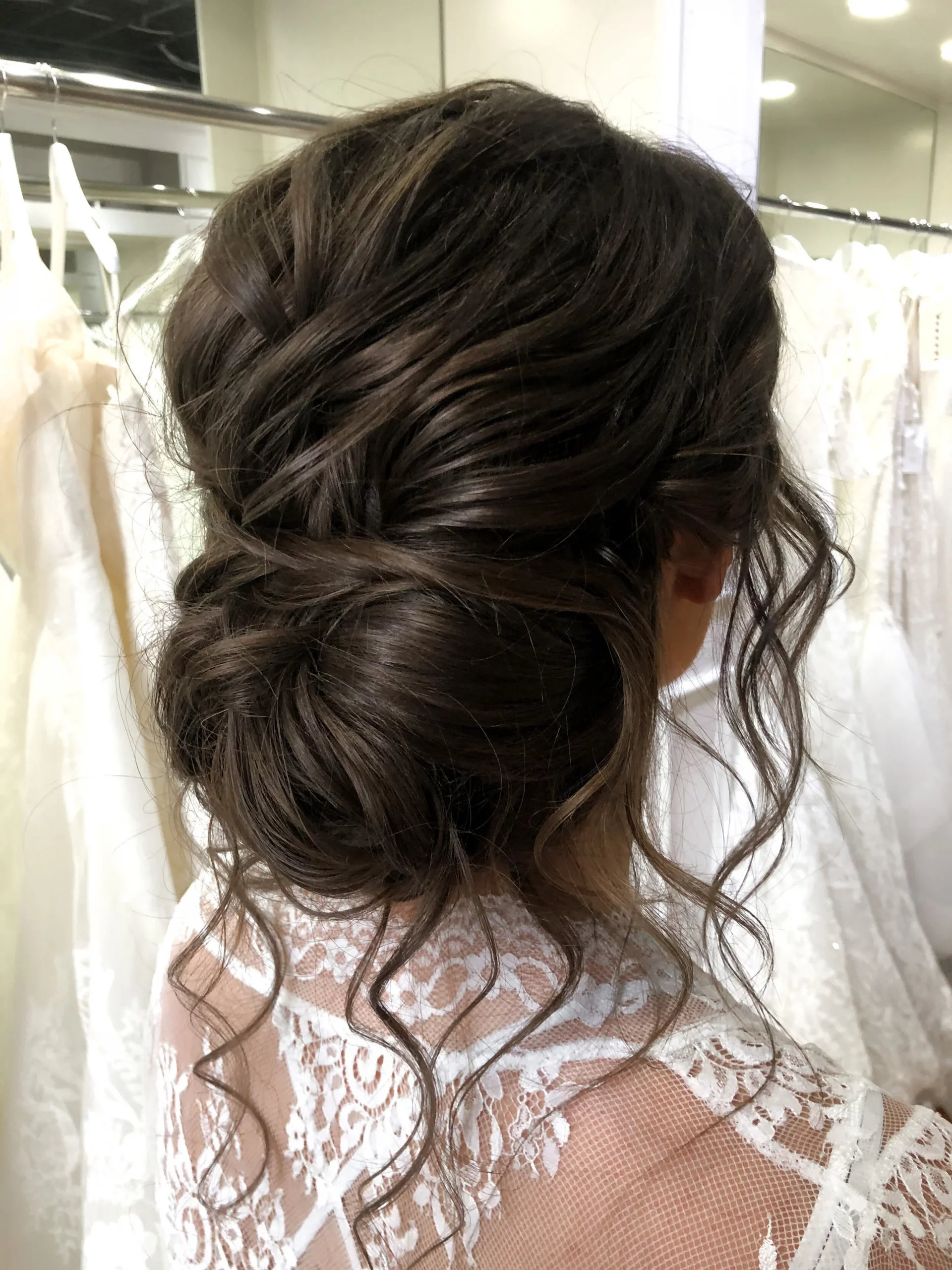 Voluminous Dark Brown Textured Updo — Wedding Updos