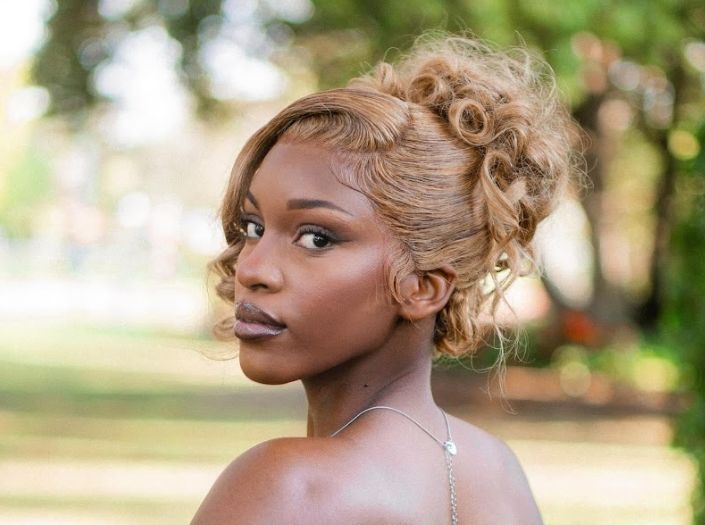 Honey Blonde Updo with Curls — Prom Hairstyles for Black Women