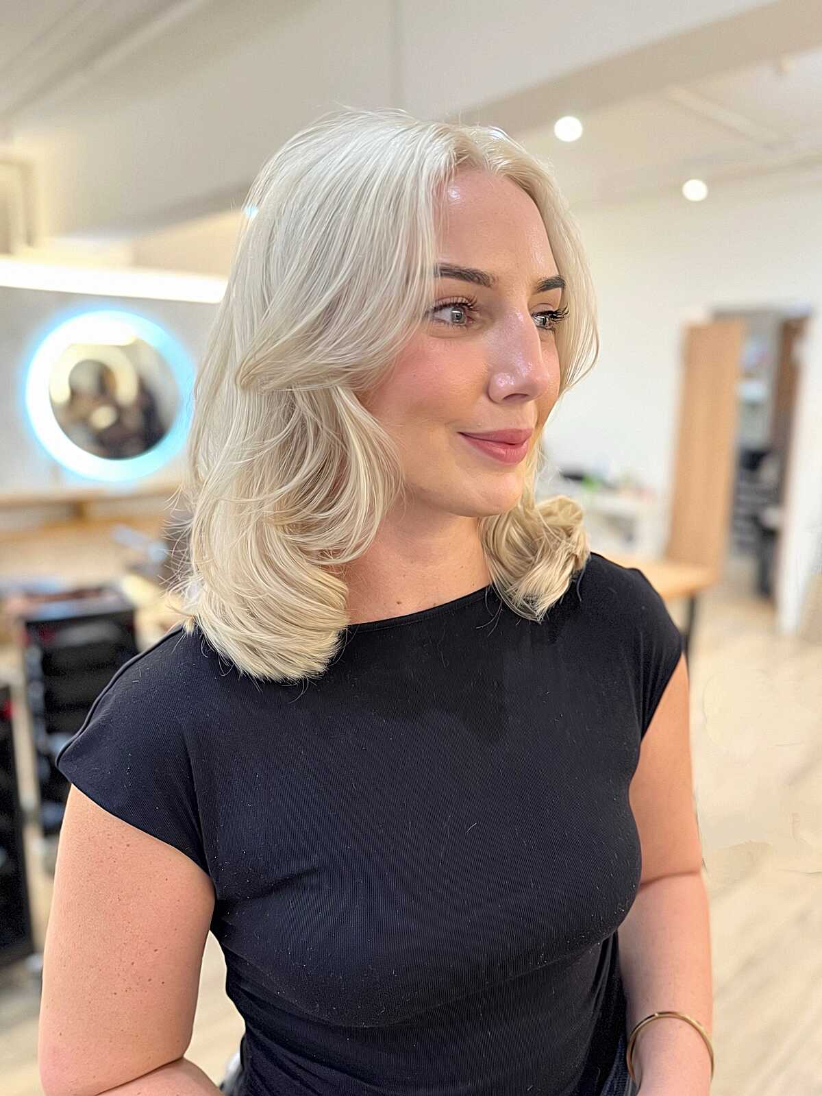 Collarbone Ash Blonde Soft Curls — Blowout Hairstyles