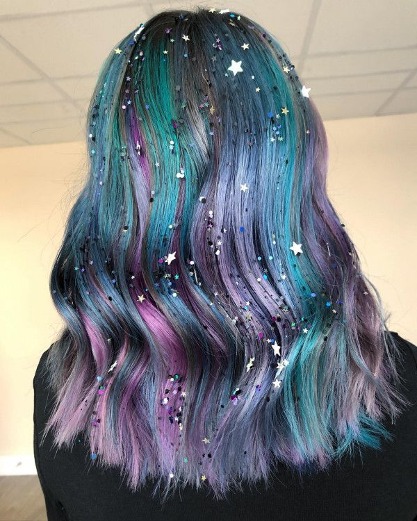 Layered Shoulder Length With Glitter Layered Shoulder Length With Glitter — Galaxy Hair
