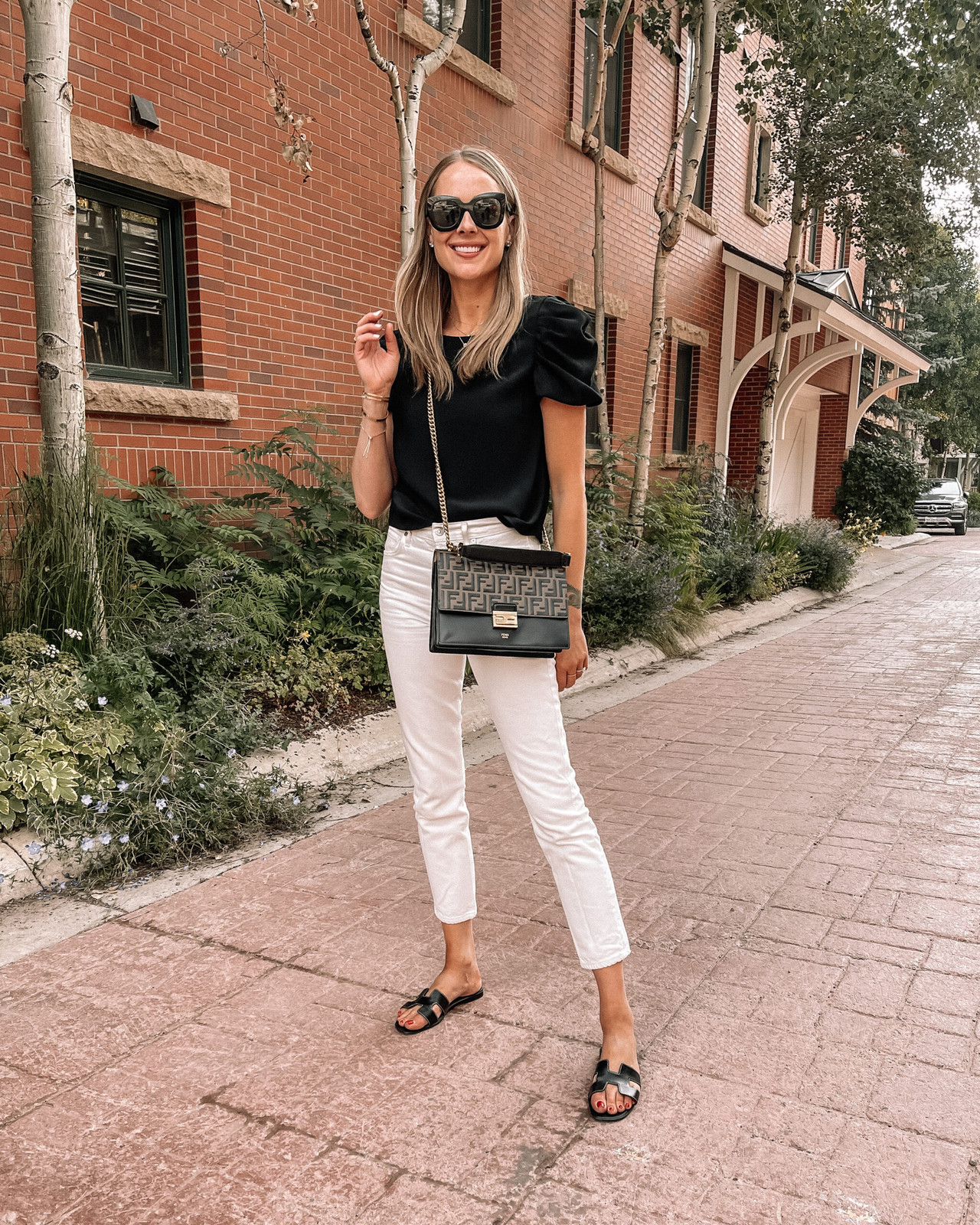 Puff-Sleeve Top and White Jeans for a Chic Summer Day — Colorado Outfits