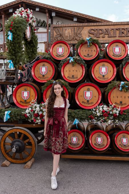 Dirndl Dress with Sneakers for a Festive Brewery Event Dirndl Dress with Sneakers for a Festive Brewery Event — Brewery Outfits