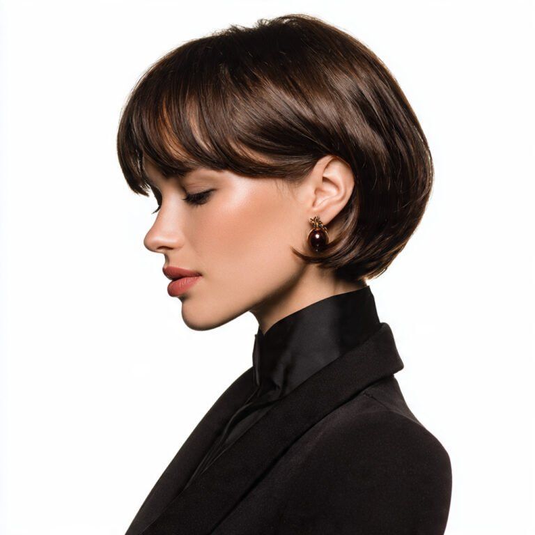Dark Brown Fine Bob Elegant Updo Dark Brown Fine Bob Elegant Updo — Prom Hairstyles for Short Hair