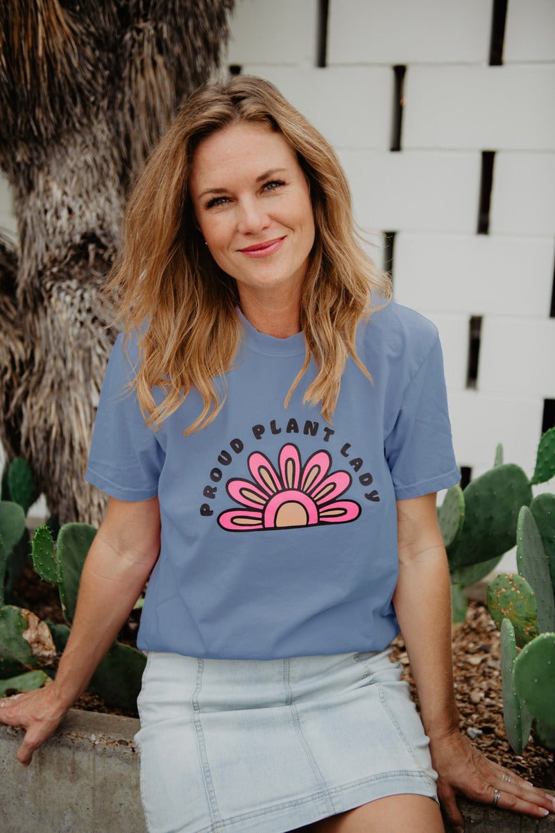 Periwinkle 'Proud Plant Lady' Tee with Denim Skirt Periwinkle 'Proud Plant Lady' Tee with Denim Skirt — Graphic Tees