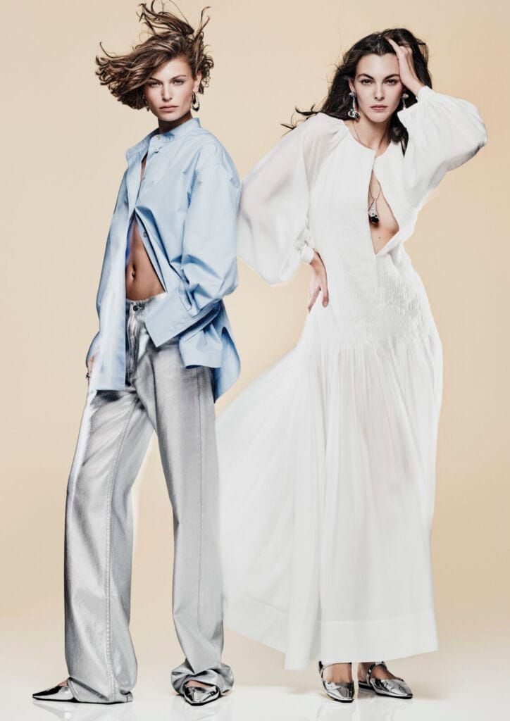 Metallic Silver Trousers with Oversized Blue Shirt — Scottsdale Outfits