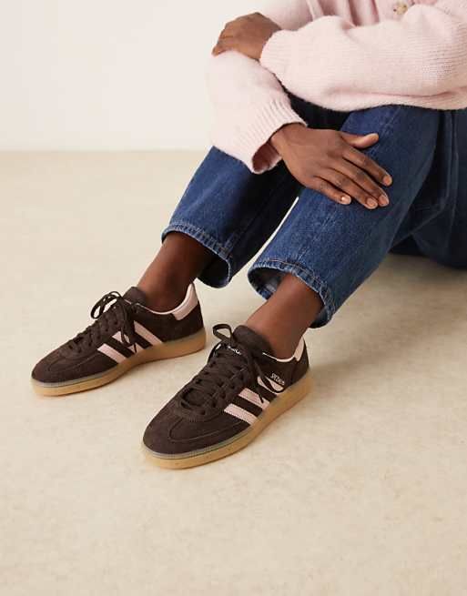 Brown and Pink Suede Adidas Handball Spezial Trainers Brown and Pink Suede Adidas Handball Spezial Trainers — Adidas Spezial Outfits
