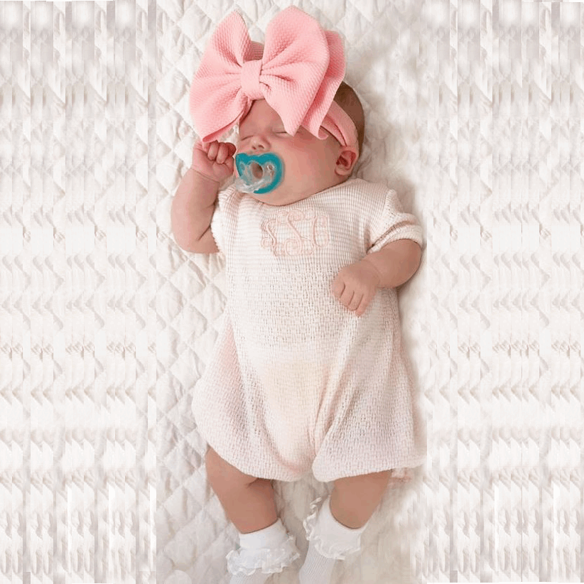 Sweet Pink Romper with Oversized Bow and Ruffled Socks Sweet Pink Romper with Oversized Bow and Ruffled Socks — Baby Outfits