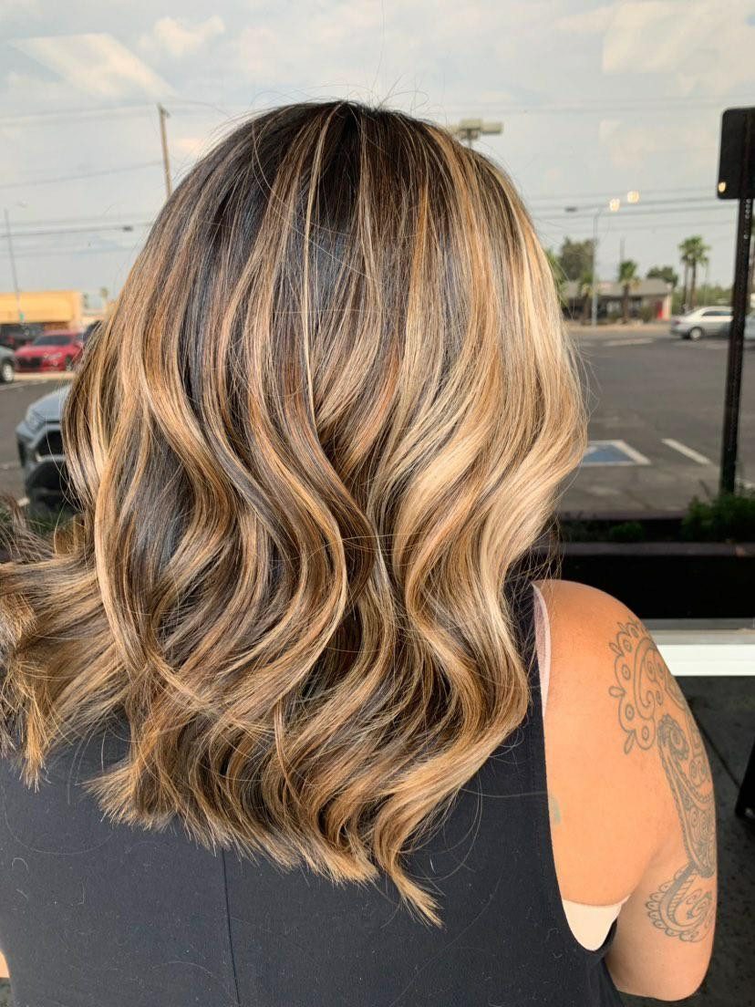 Angled Bob With Blonde Streaks — Partial Highlights