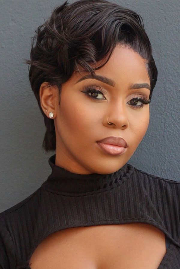 21 Stunning Short Hairstyles for Black Women : Elegant Sculpted Pixie with Defined Waves