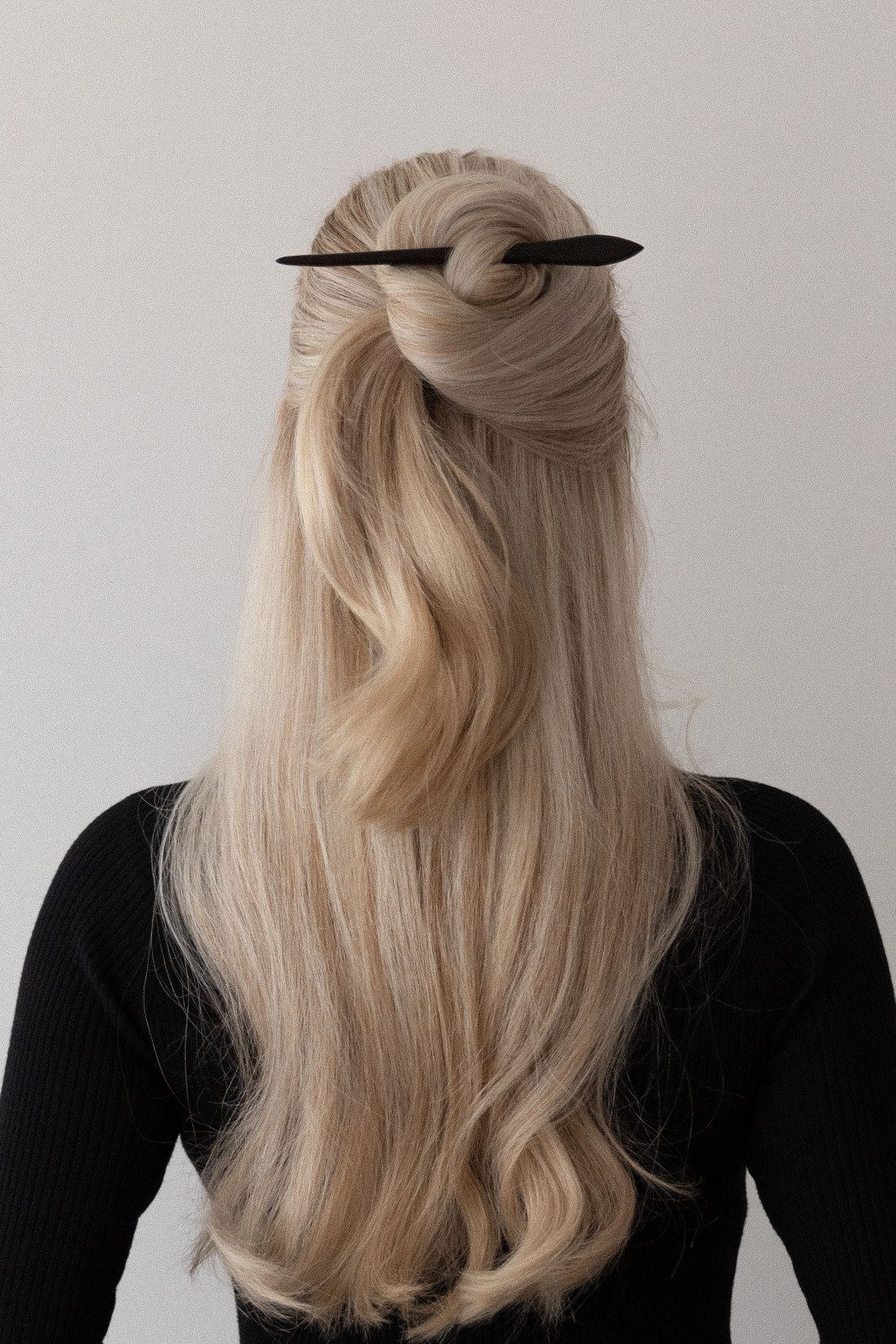 Ash Blonde Half-Up With Black Stick — Hair Stick Hairstyles