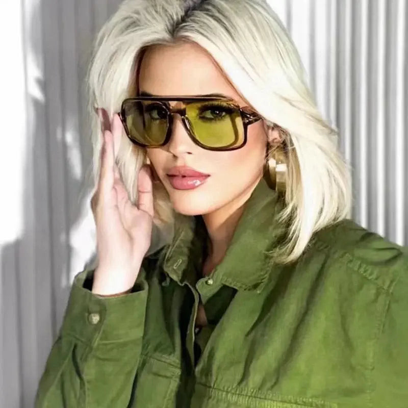 Aviator-Style Sunglasses with a Green Utility Jacket — Oversized Sunglasses Outfits