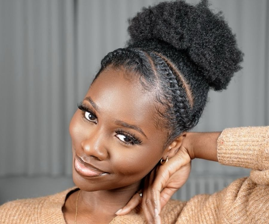 Braided Crown With High Bun Braided Crown With High Bun — Puff Hairstyles Natural Hair