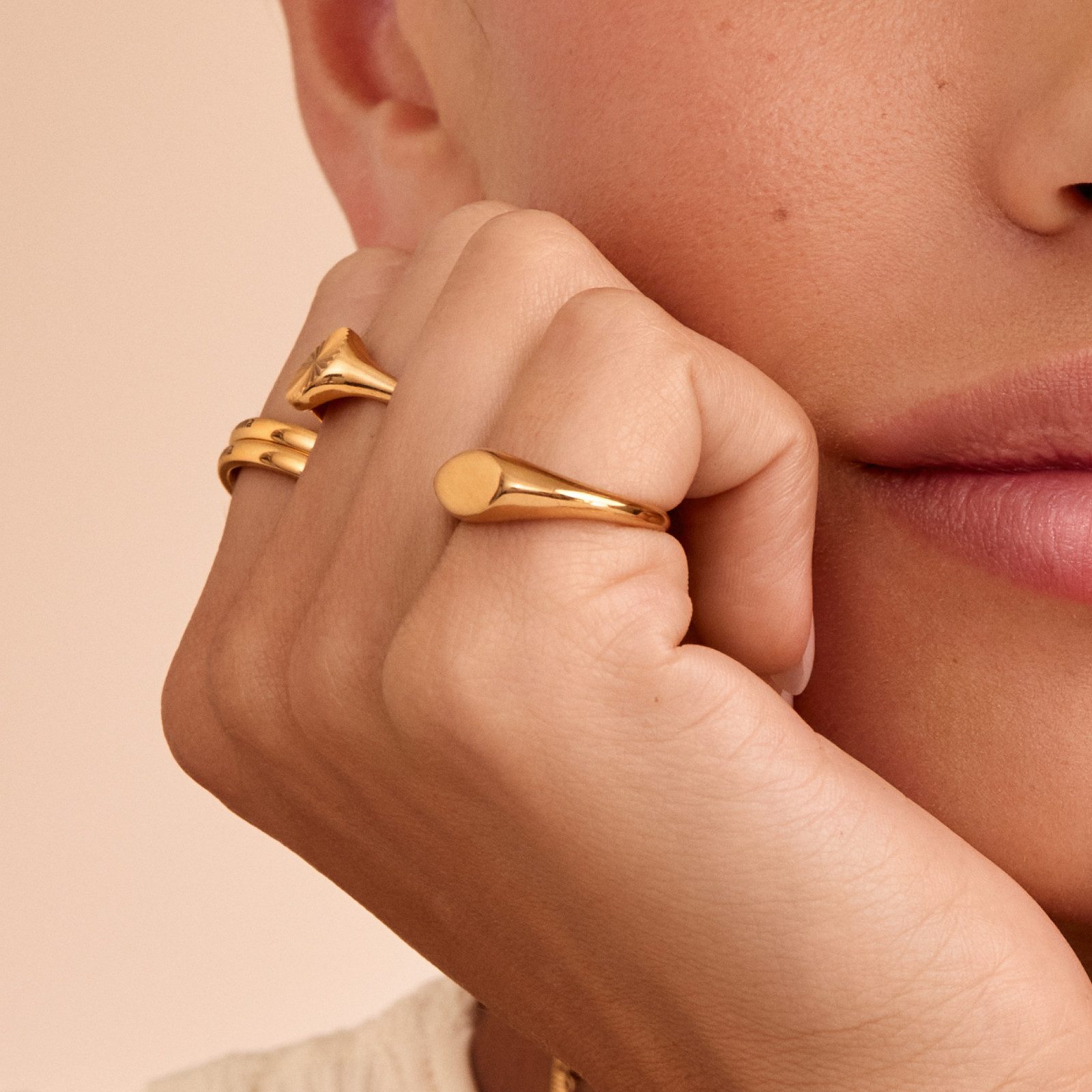 Classic Gold Signet Ring with a Crisp White Shirt Classic Gold Signet Ring with a Crisp White Shirt — Signet Rings