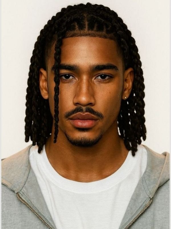 Long Two-Strand Twists With Side Part Long Two-Strand Twists With Side Part — Twists for Men