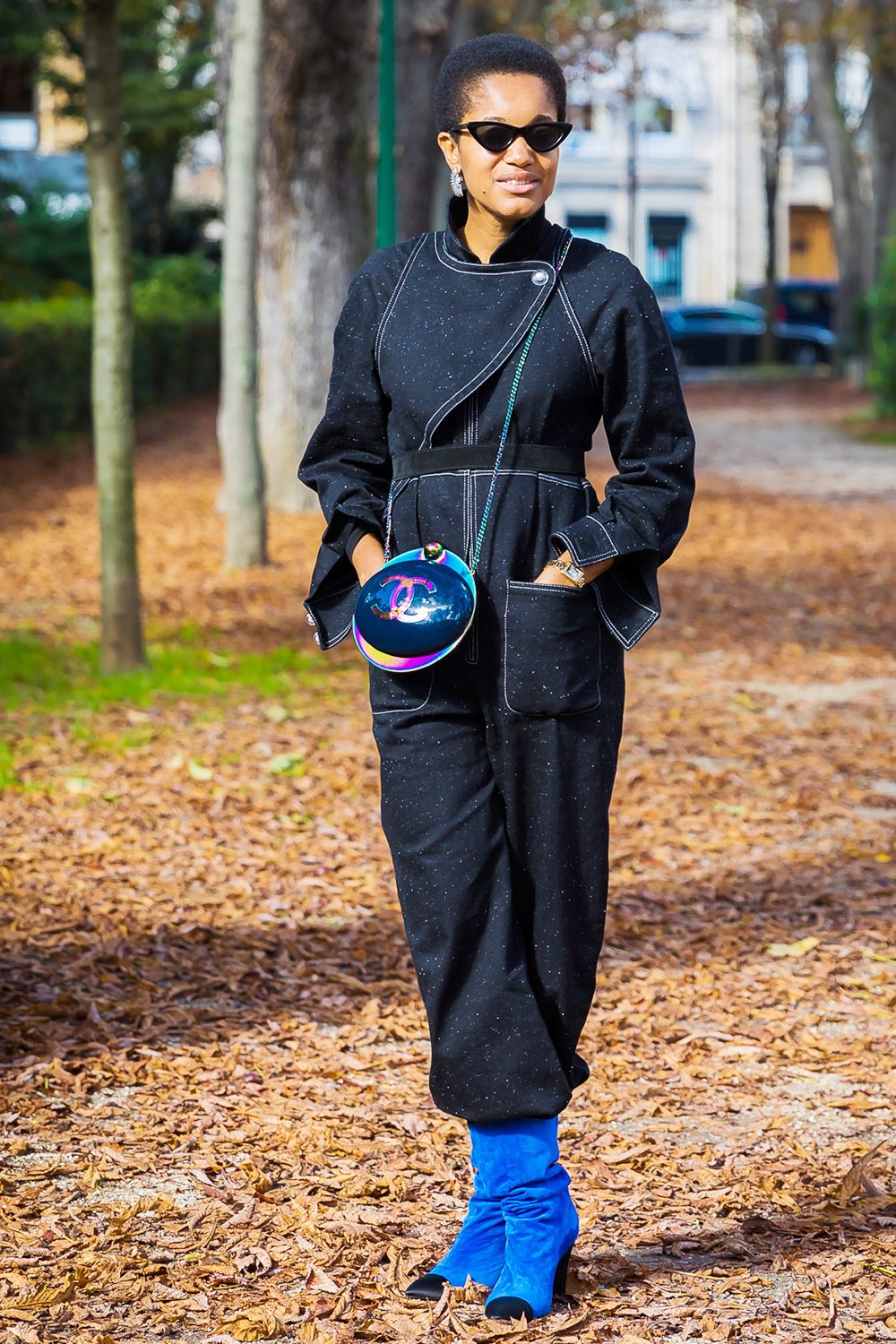 Bold Statement: Speckled Jumpsuit with Contrast Stitching — Jumpsuit Outfits