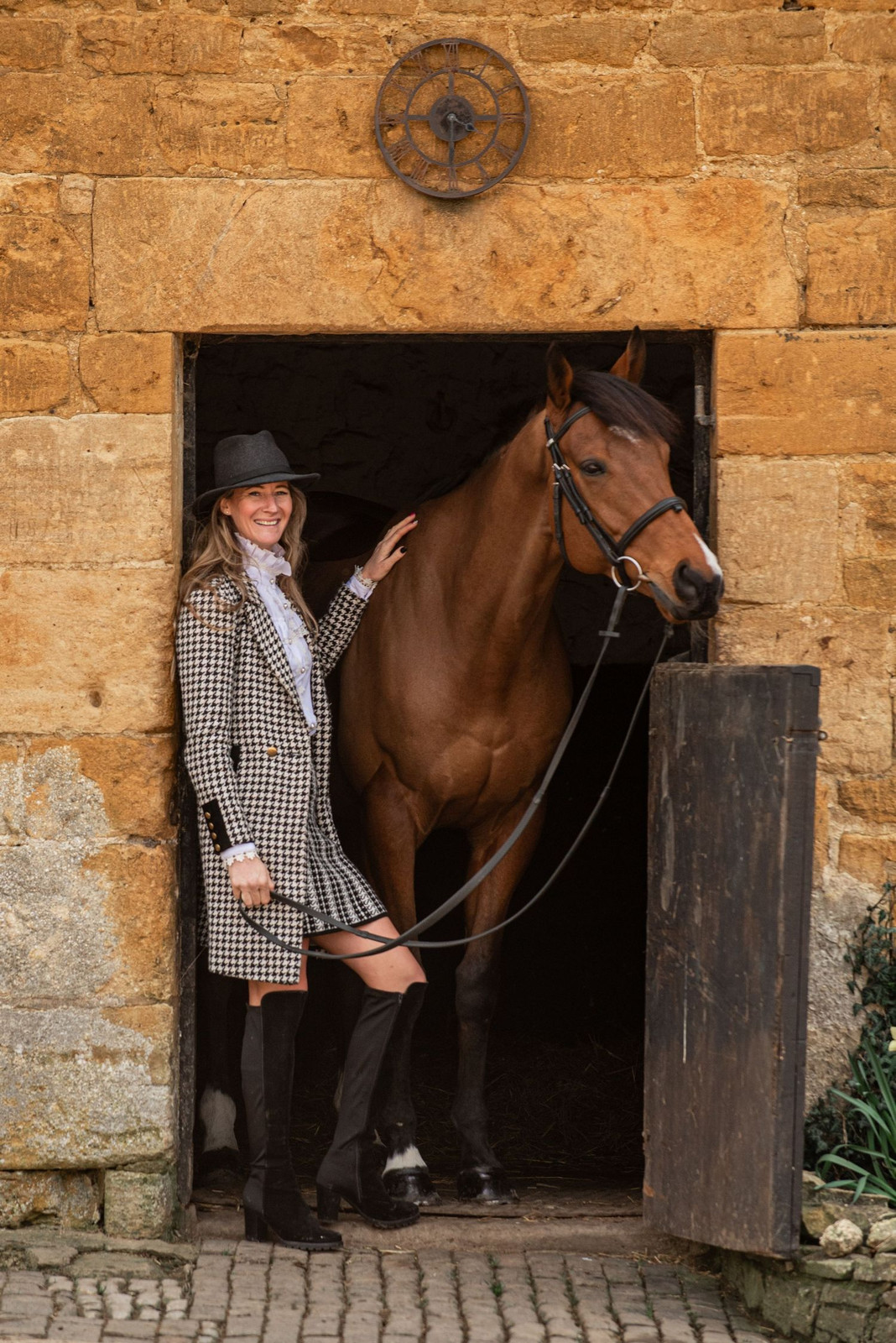 Classic Houndstooth Blazer and Skirt Ensemble — Horse Girl Outfits
