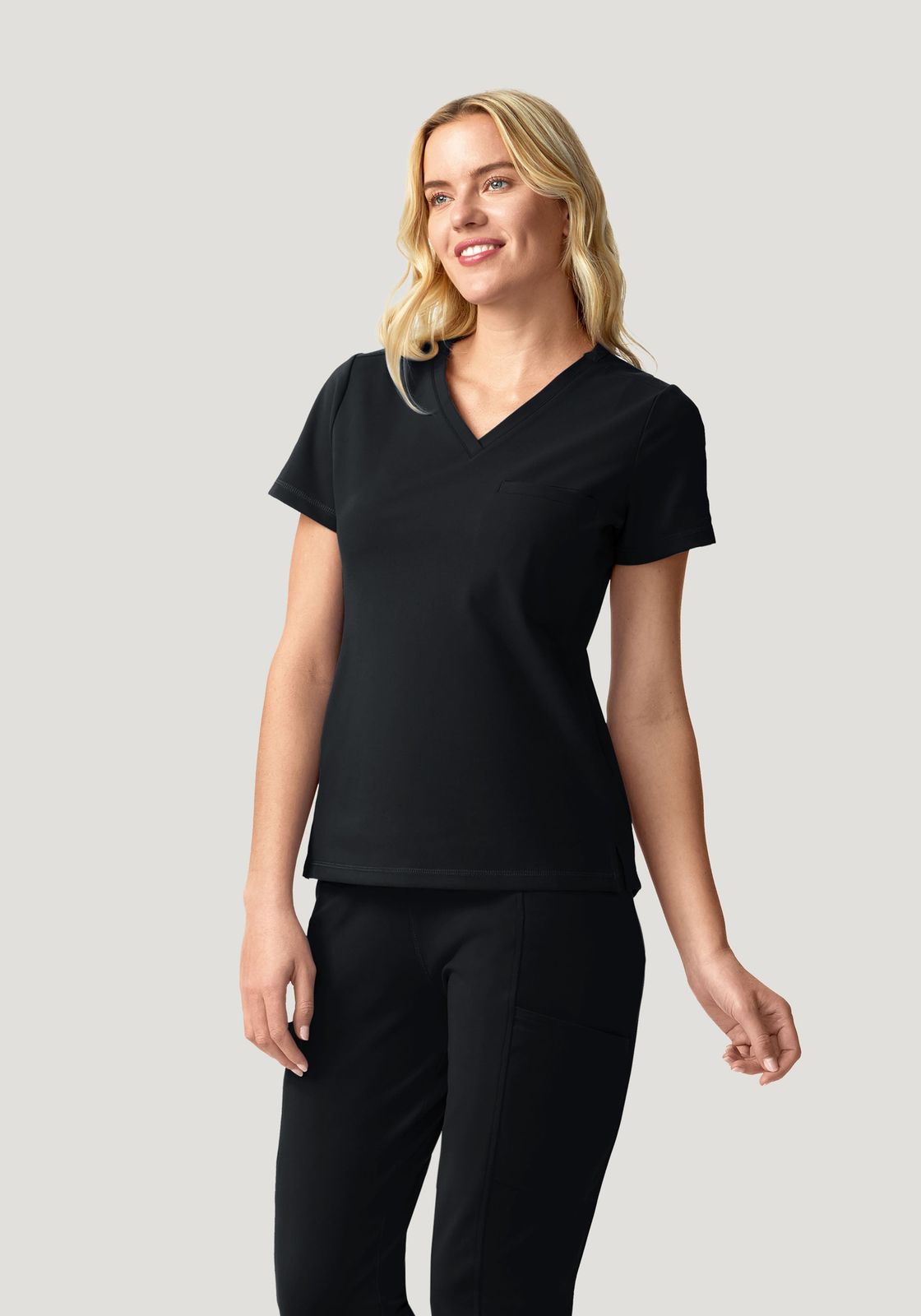 Monochromatic Black Scrub Set for a Clean Look Monochromatic Black Scrub Set for a Clean Look — Scrubs Outfits