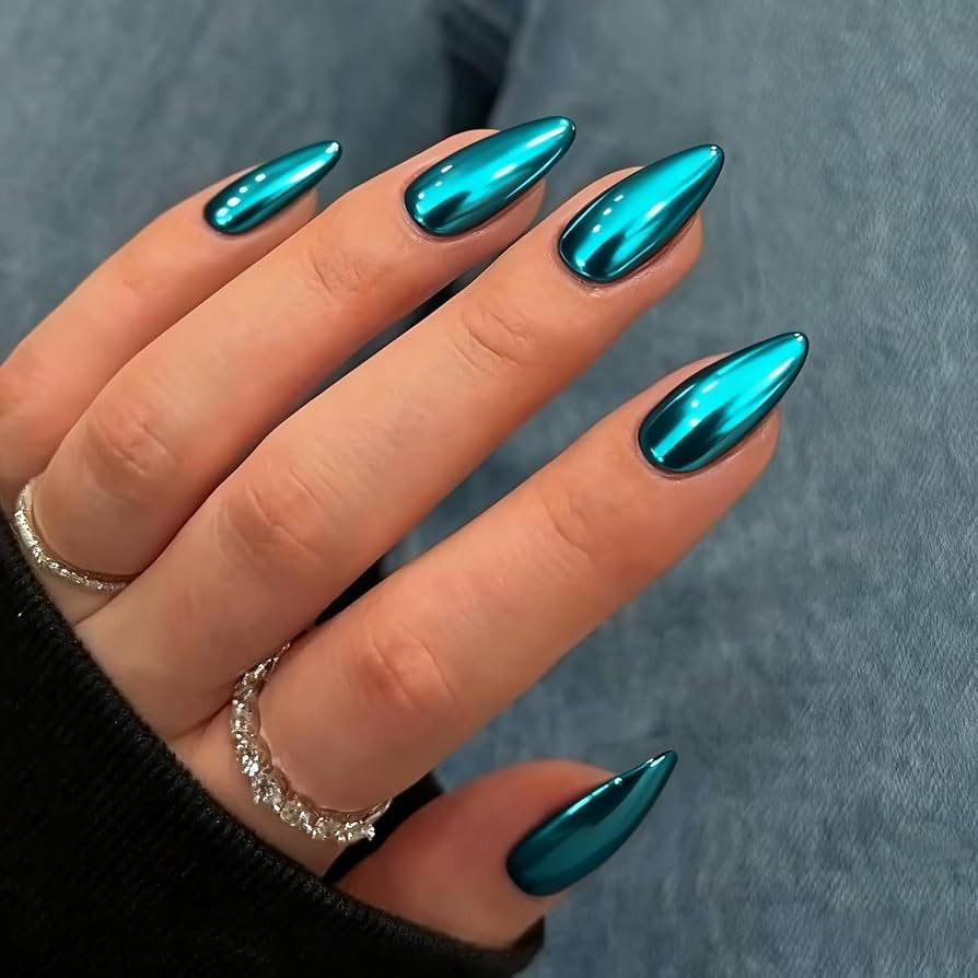 Chrome Visual Idea — Turquoise Nails