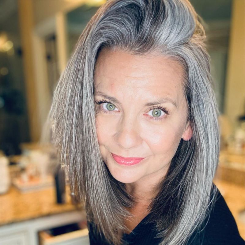 Sleek Chin Length Bob Sleek Chin Length Bob — Gray Natural Hair