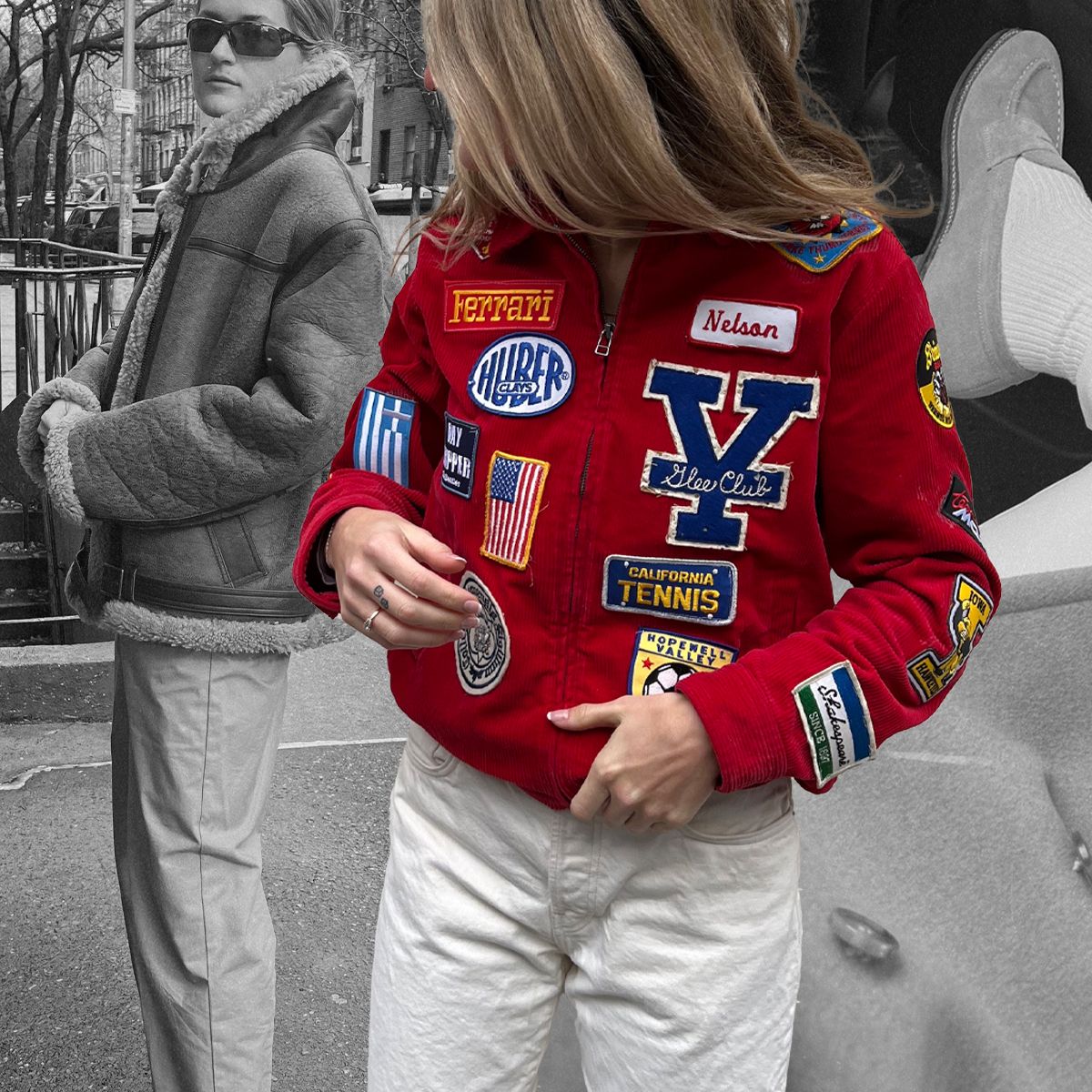 Textured Corduroy Varsity Jacket with Denim Textured Corduroy Varsity Jacket with Denim — Varsity Jacket Outfits
