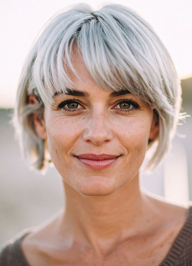 Effortless Chin Bob With Bangs — Gray Hair with Bangs