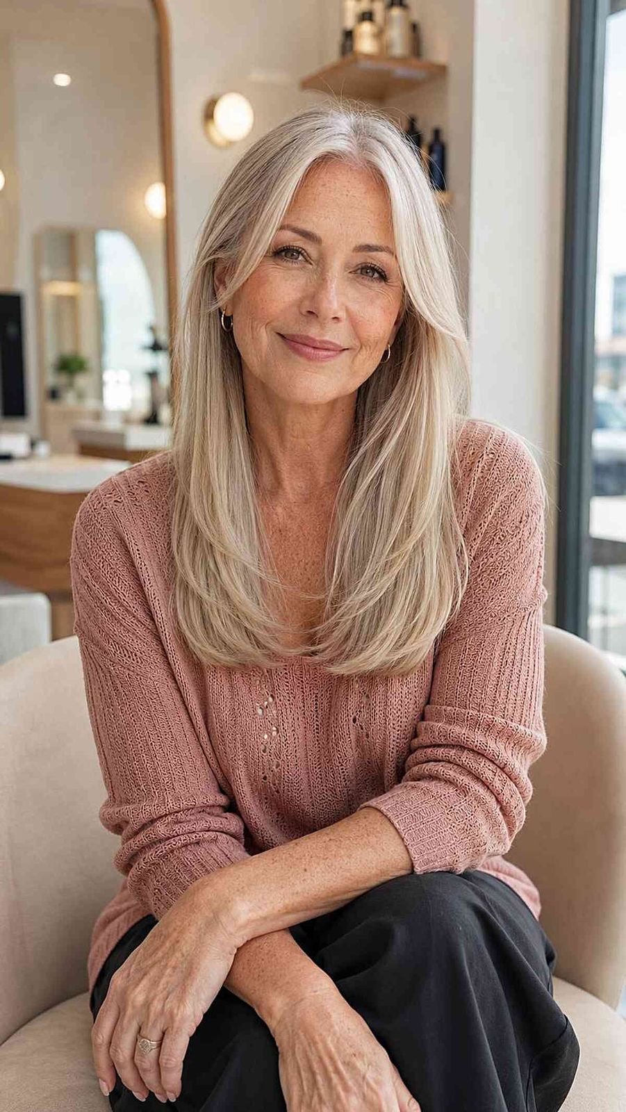 Ash Blonde Waves with Side-Swept Bangs — Hairstyles for Long Faces